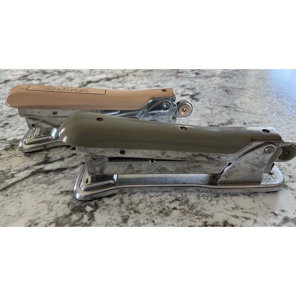 Set Of 2 Vintage ACELINER Staplers Model 502 - Made In USA, Ace Fastener Co.